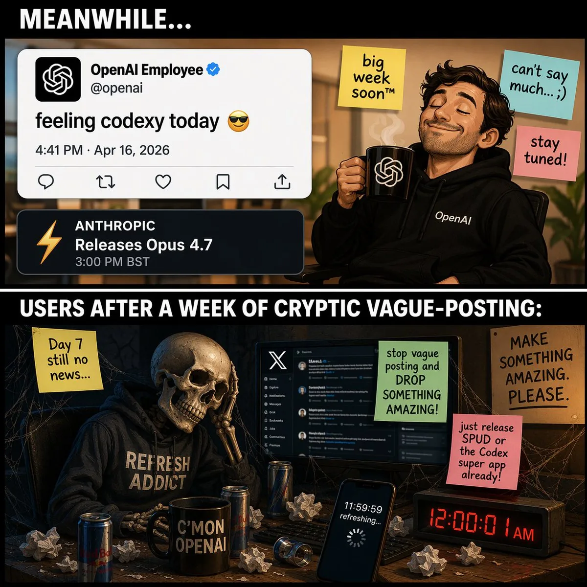 Two-Panel Tech Meme Comic reference