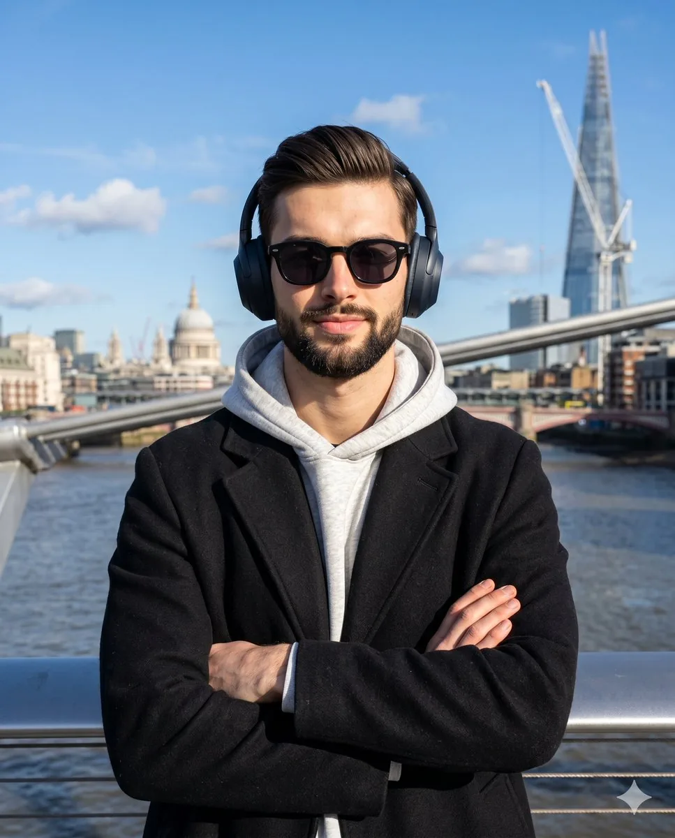 Urban Lifestyle Portrait at The River Thames - Nano Banana Pro AI Prompt for Profile / Avatar reference