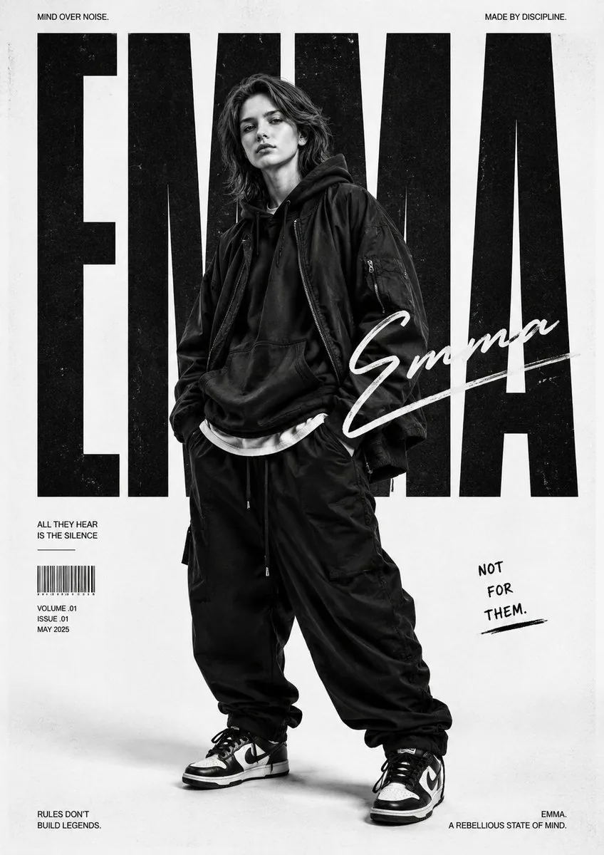 Monochrome Streetwear Editorial Poster reference