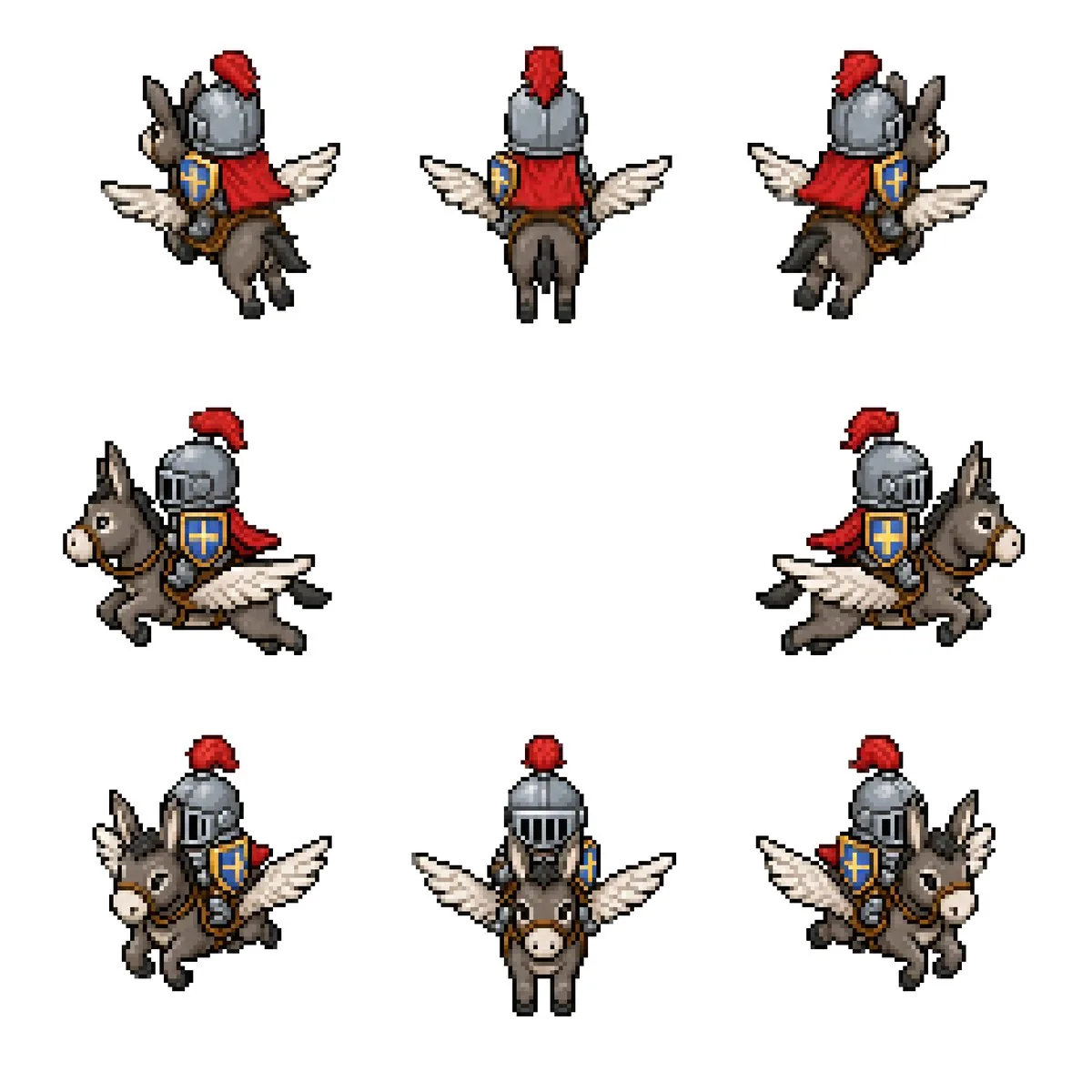 Winged Donkey Knight Sprite Sheet reference