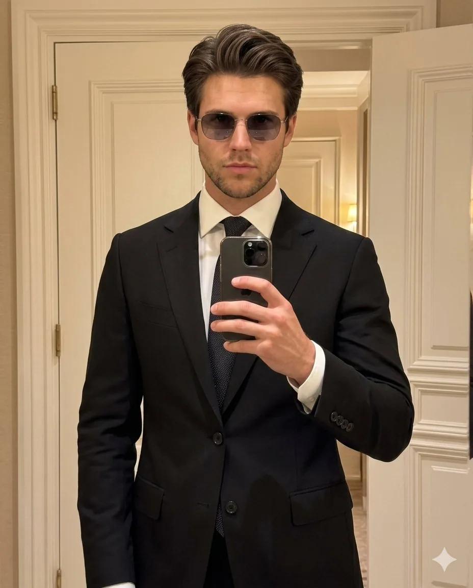 High-Fashion Mirror Selfie Identity Reference reference
