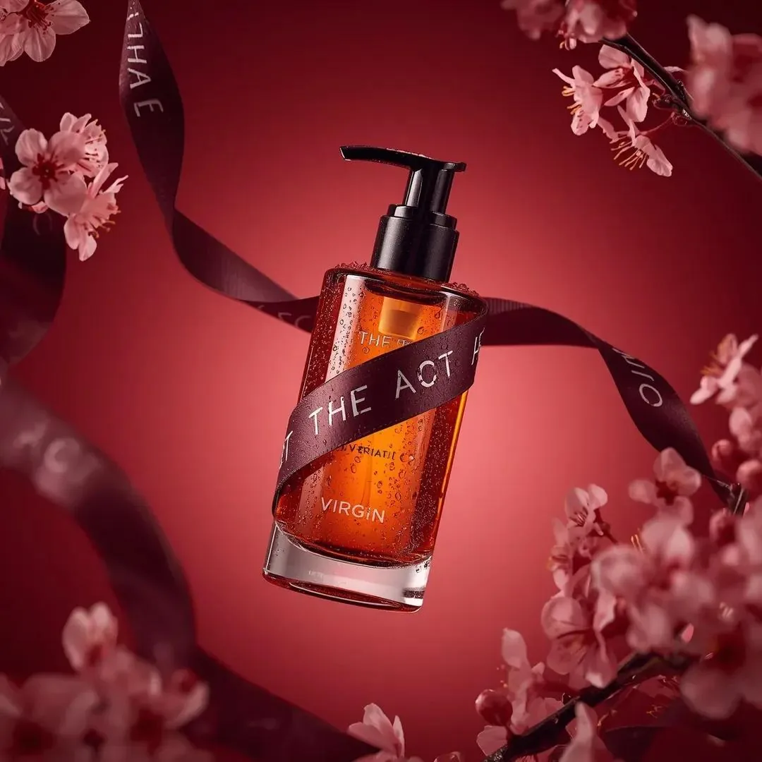 Ultra-Realistic Luxury Body Oil Product Photography reference