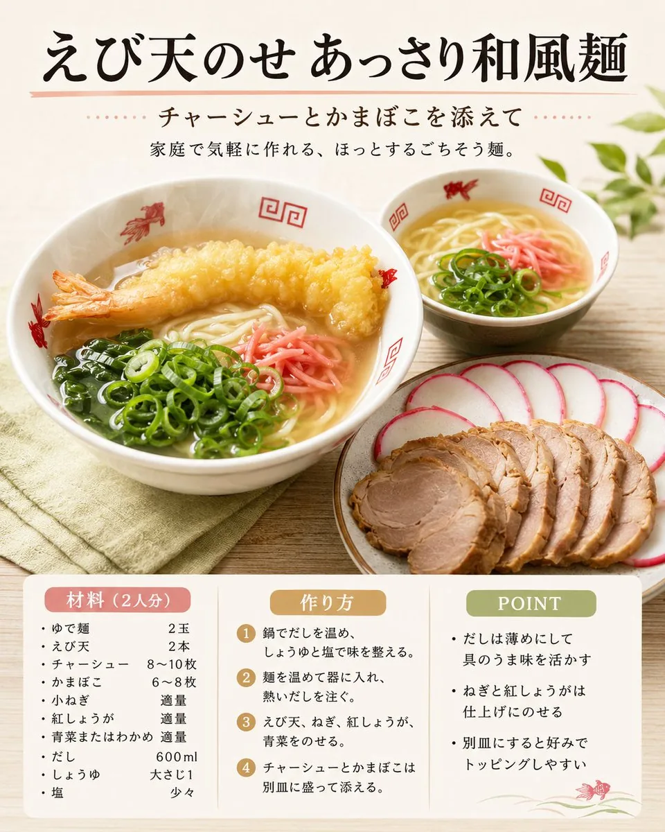 Japanese Tempura Noodle Recipe Card reference