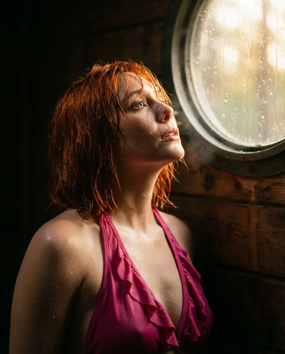 Cinematic Portrait in Cabin Sunlight reference