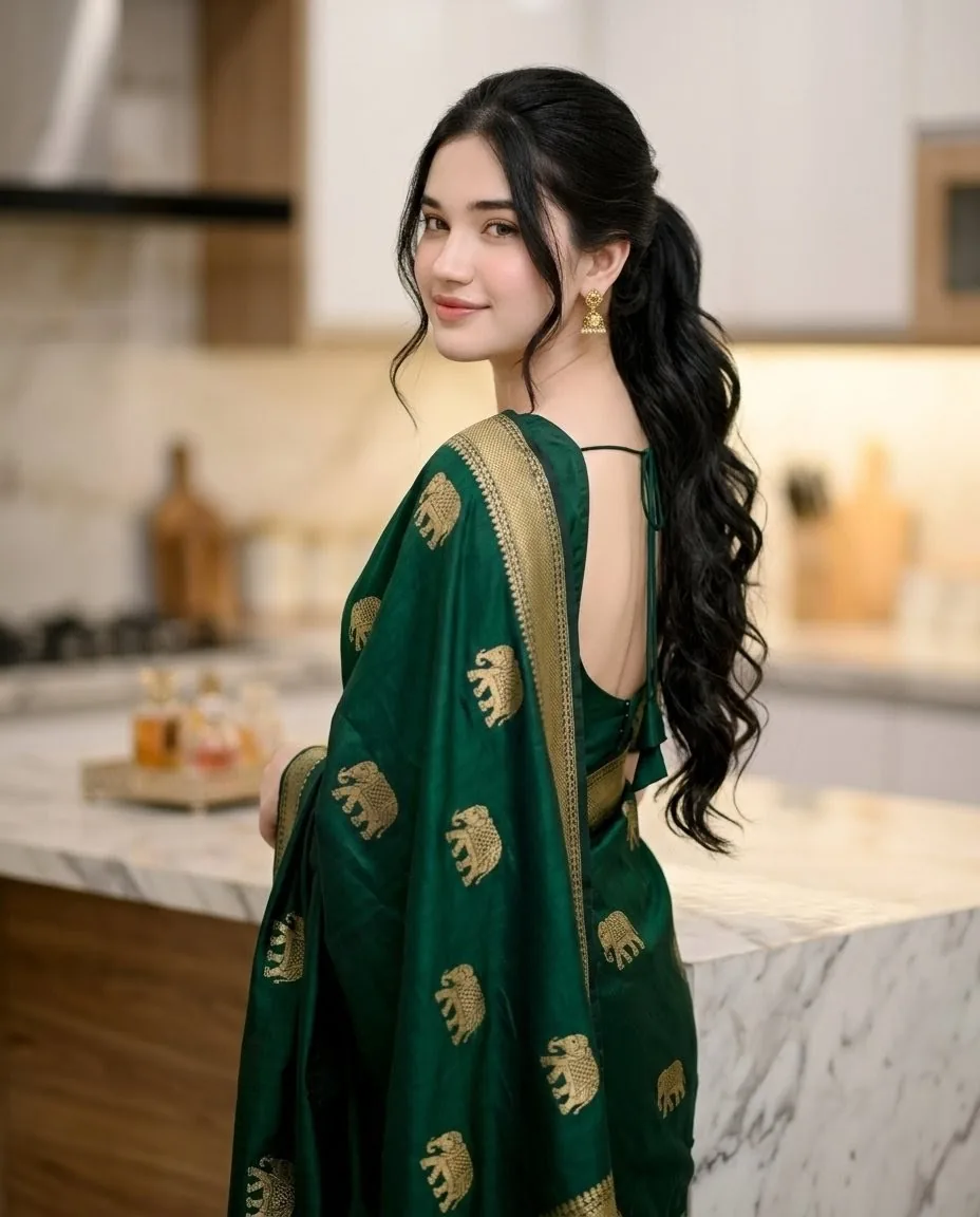 Emerald Sari Kitchen Portrait reference