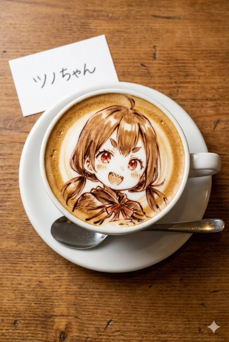 Custom Character Latte Art Generation Prompt reference