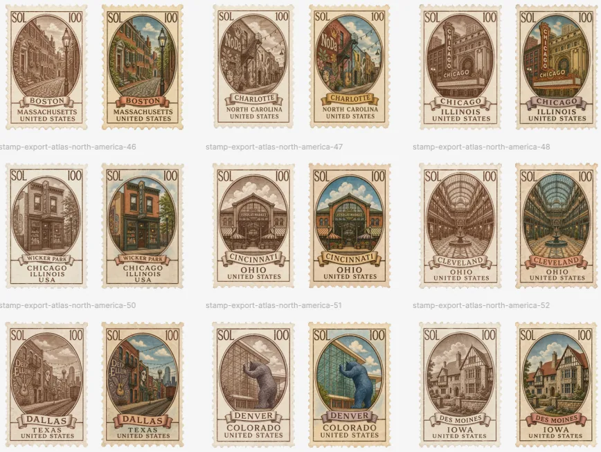 Vintage North America Stamp Grid reference