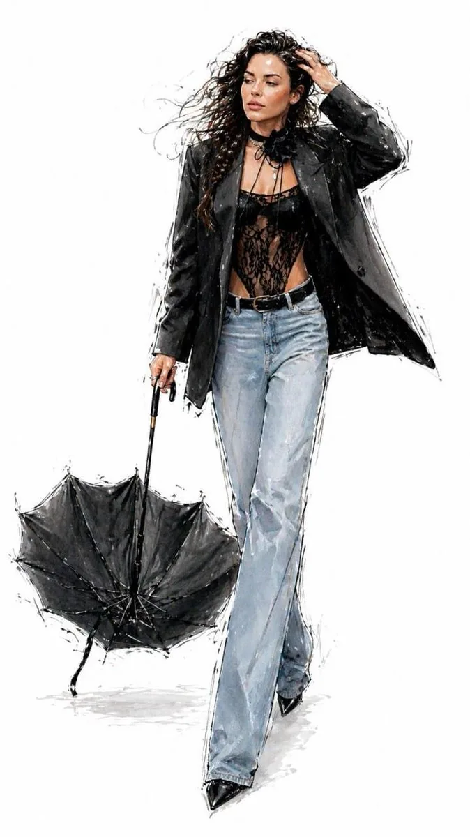 Minimalist Fashion Runway Illustration reference