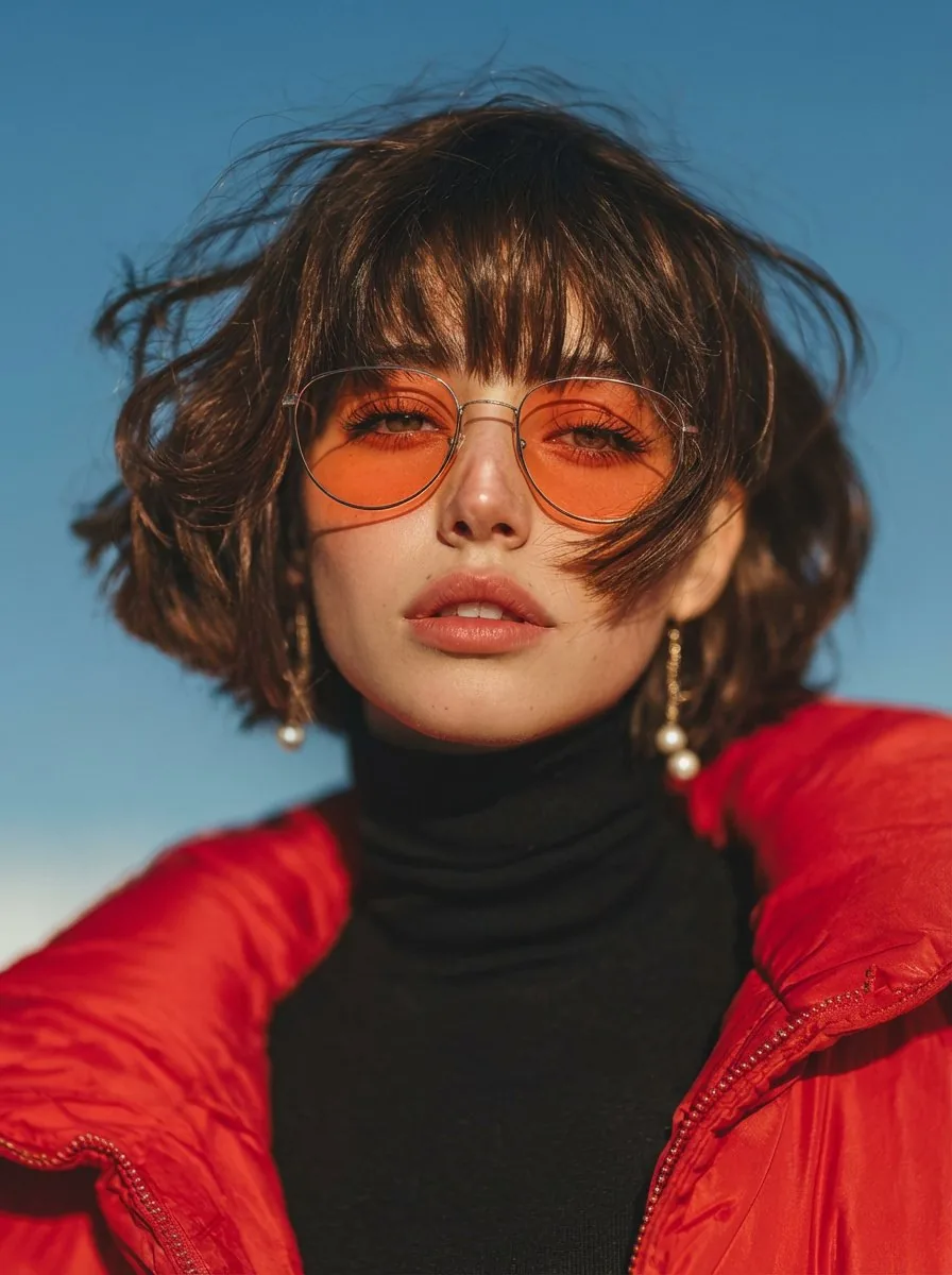 Vogue Style Red Puffer Jacket Portrait Prompt reference