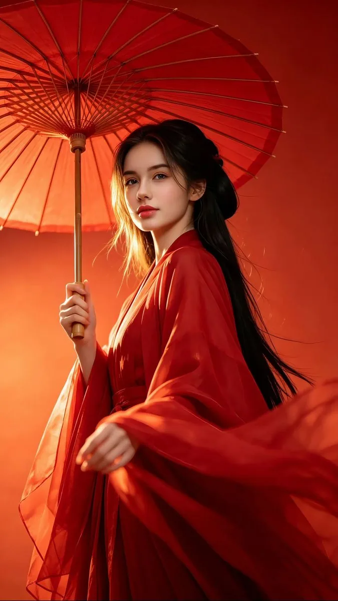 Chinese Hanfu Red Fantasy Portrait reference