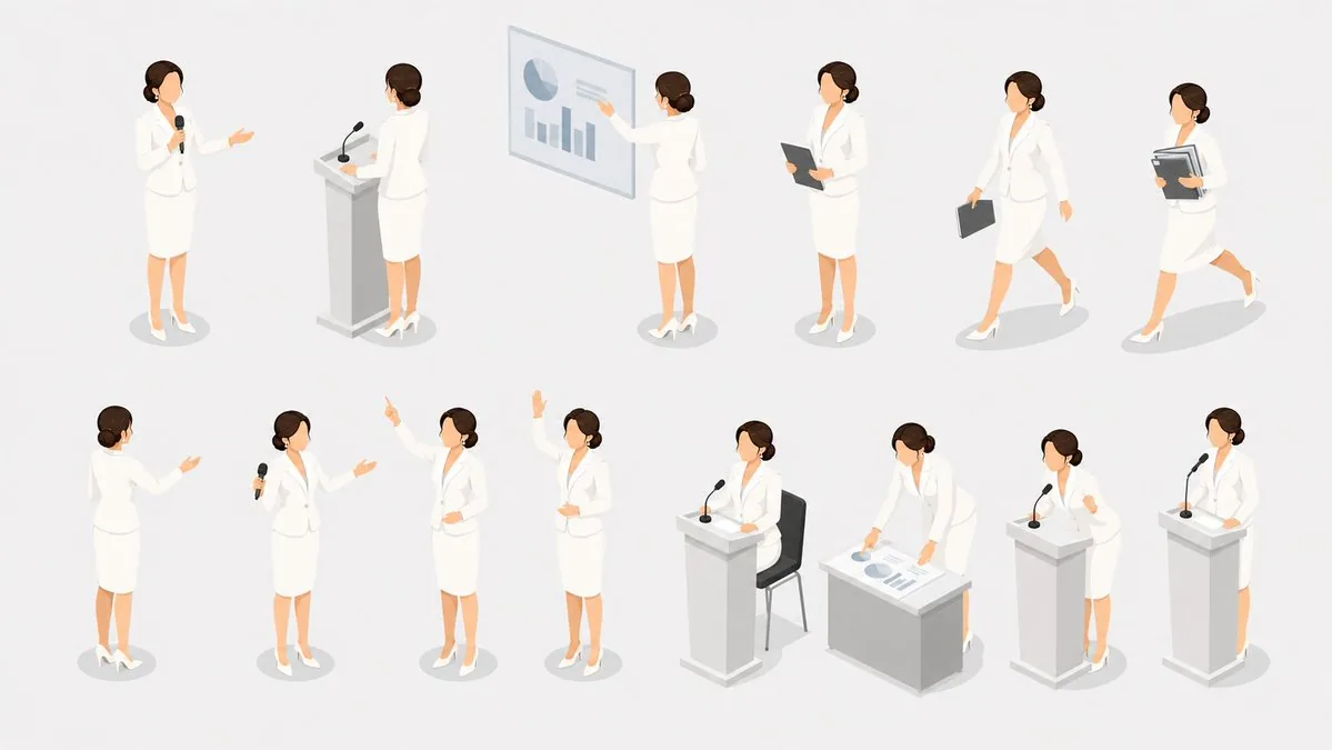 Isometric Presenter Pose Sheet reference