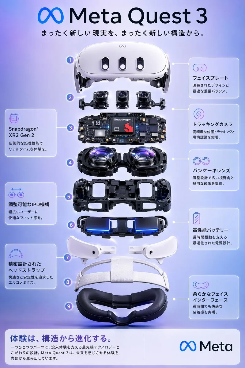 Meta Quest 3 Exploded View Poster reference