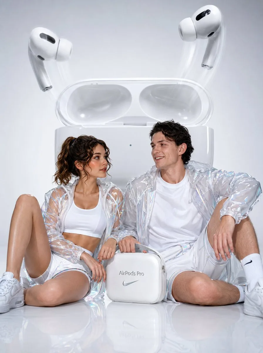 Hyperrealistic AirPods Commercial Photography reference