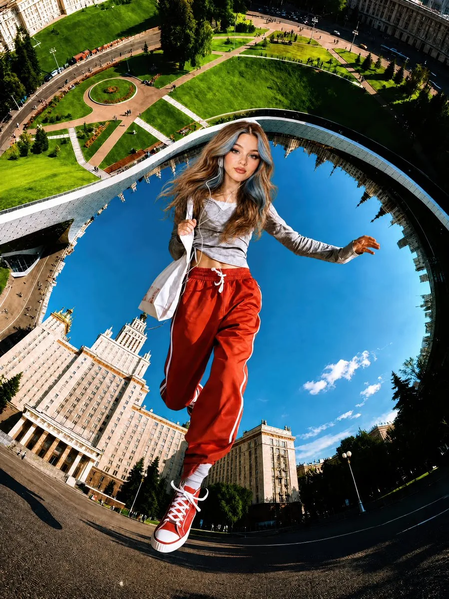 Surreal Fisheye Stadium Portrait reference