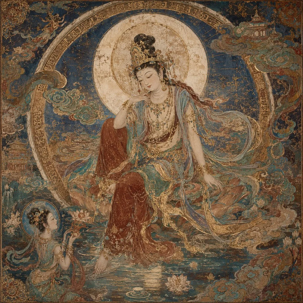 Dunhuang Mural Water Moon Guanyin reference