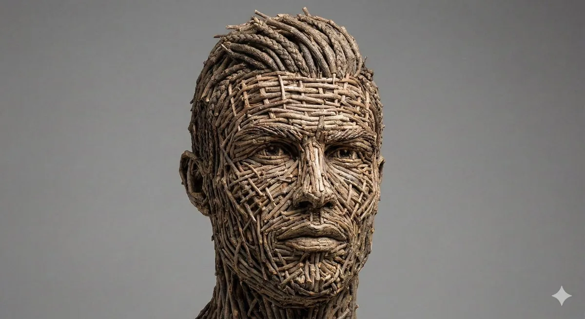 Woven Wooden Twig Portrait with Identity Lock reference