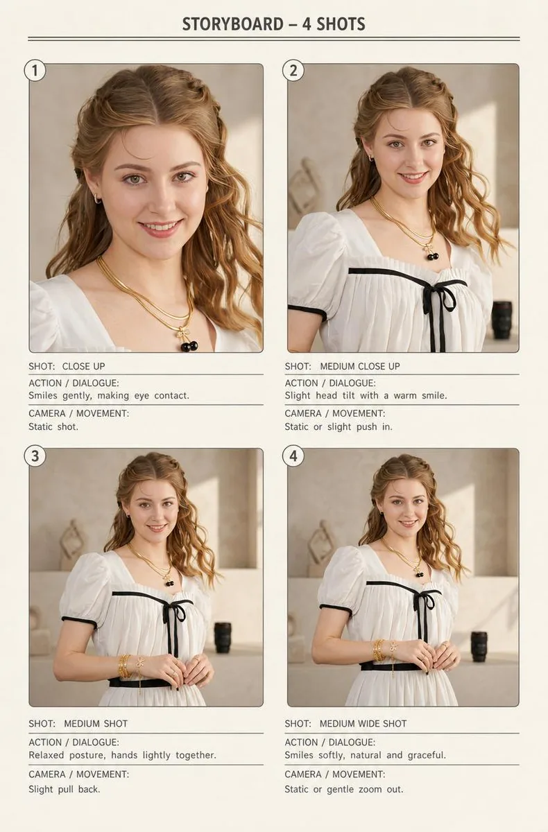 Four-Shot Fashion Storyboard reference