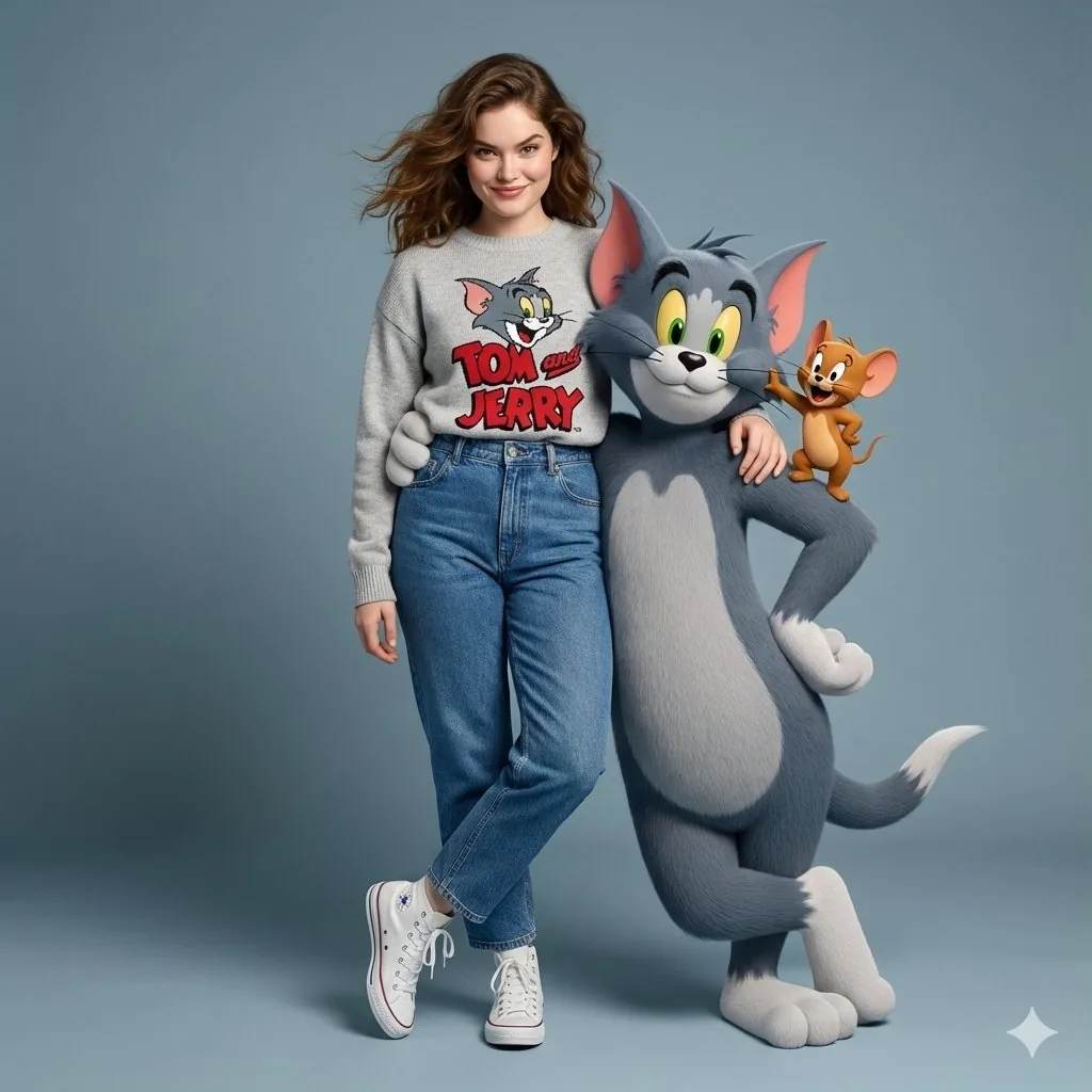 Hyper-Realistic Tom & Jerry Interaction Portrait reference