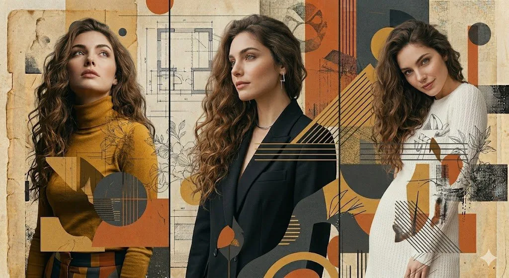 Three-Panel Mixed-Media Fashion Composition - Nano Banana Pro AI Prompt for Product Marketing reference