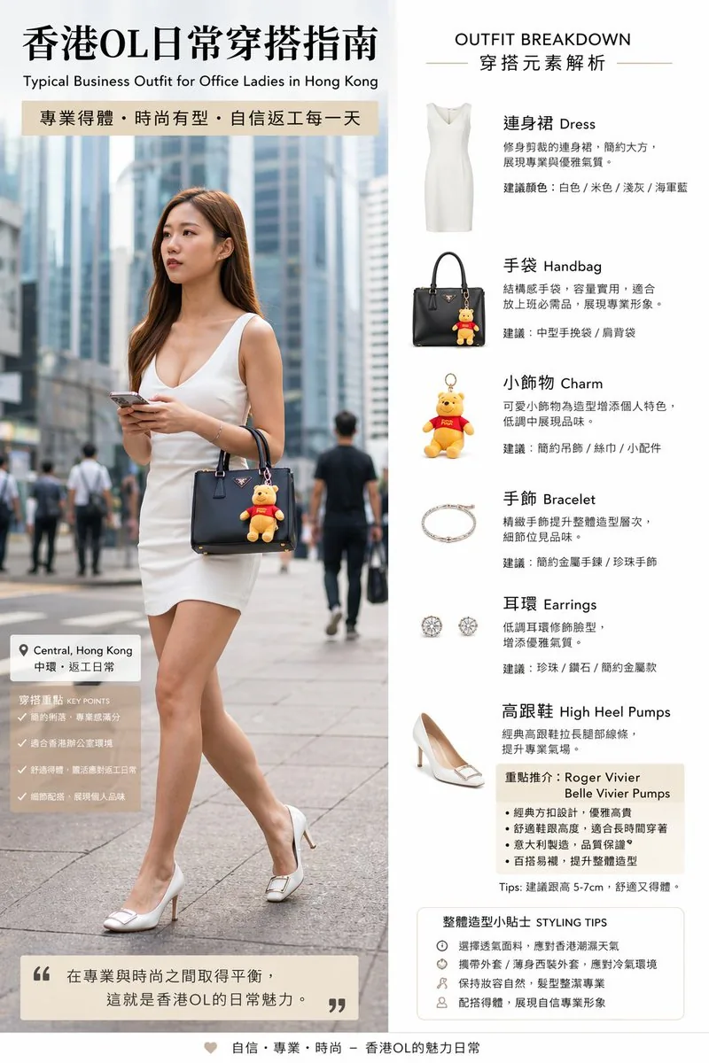 Hong Kong Office Lady Outfit Infographic reference