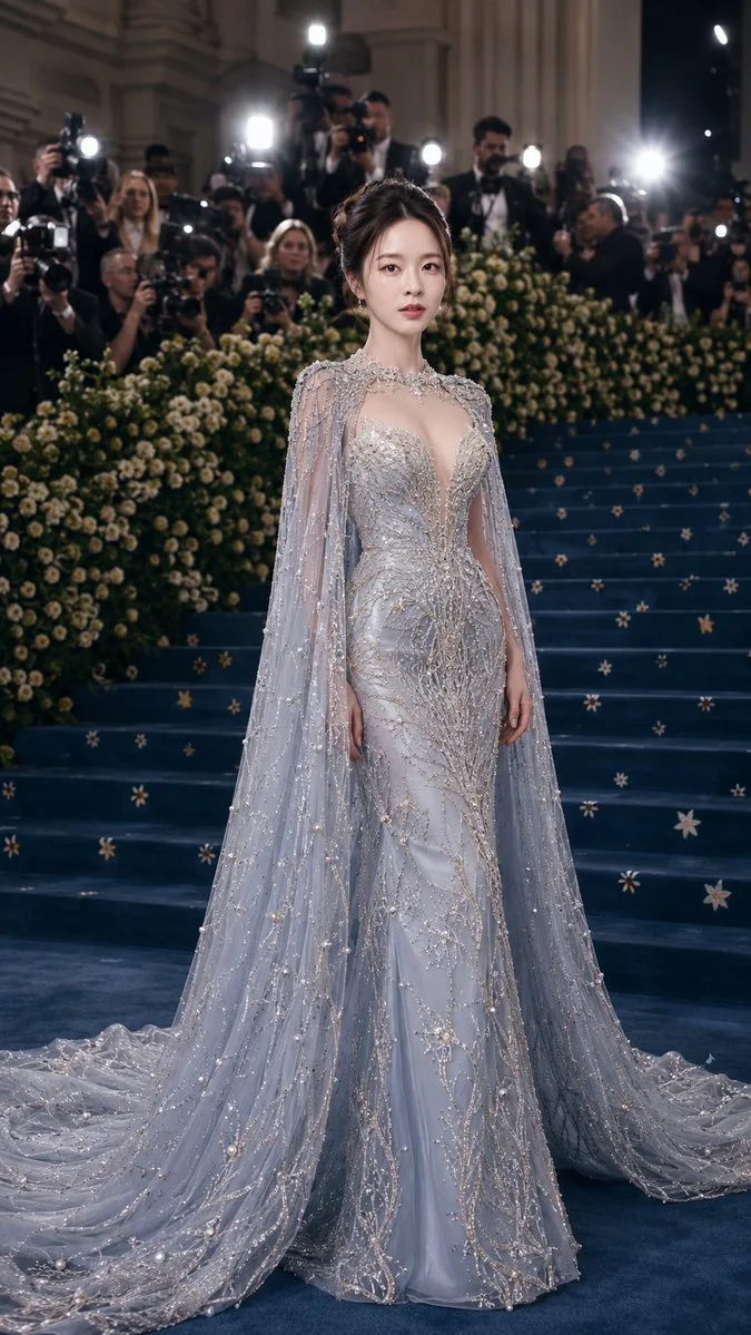 Met Gala Ice Blue Couture Red Carpet reference