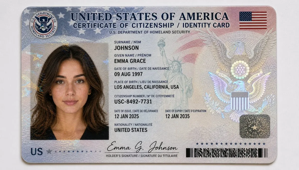 US Citizenship Identity Card Mockup reference