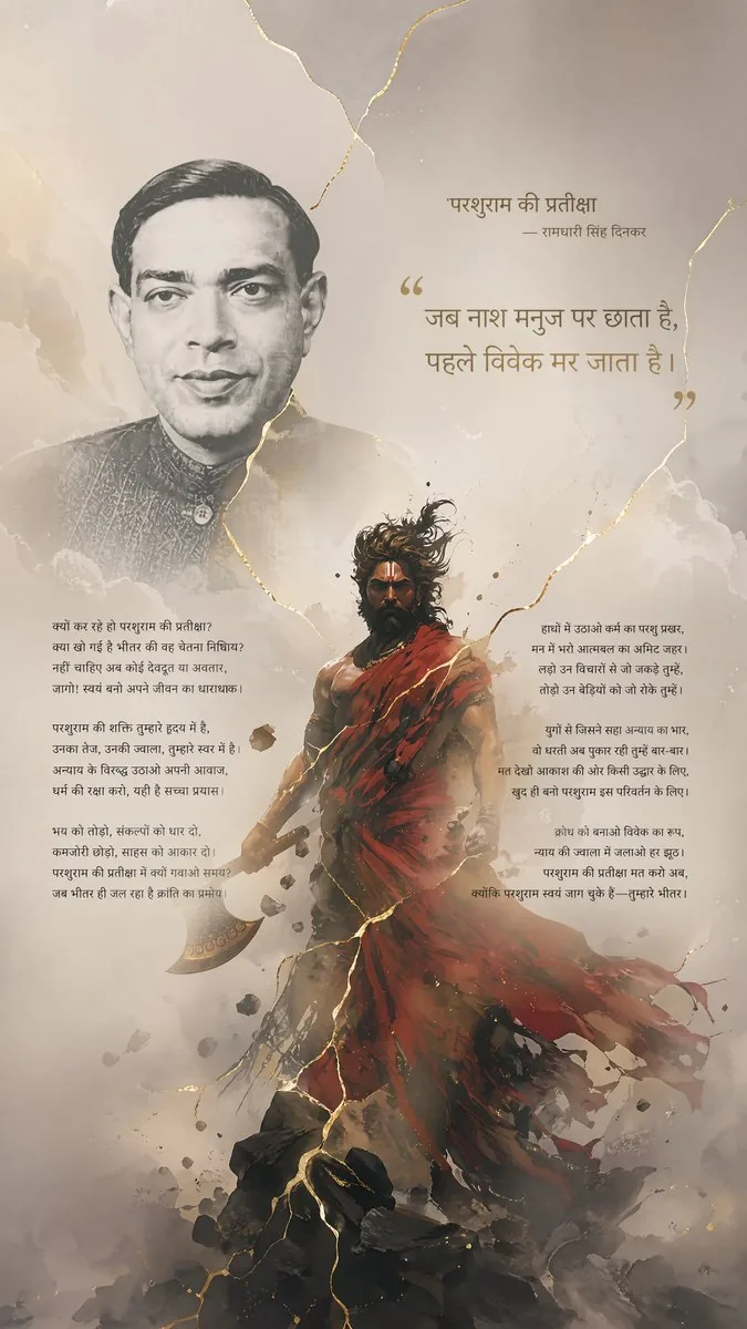 Hindi Poem Poster with Parashurama reference