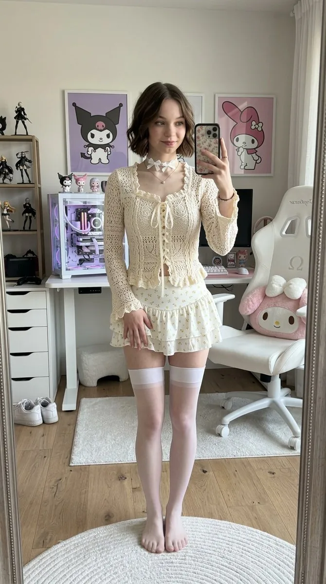 Olivia Rodrigo Gamer-Chic Mirror Selfie - Nano Banana Pro AI Prompt for Social Media Post reference