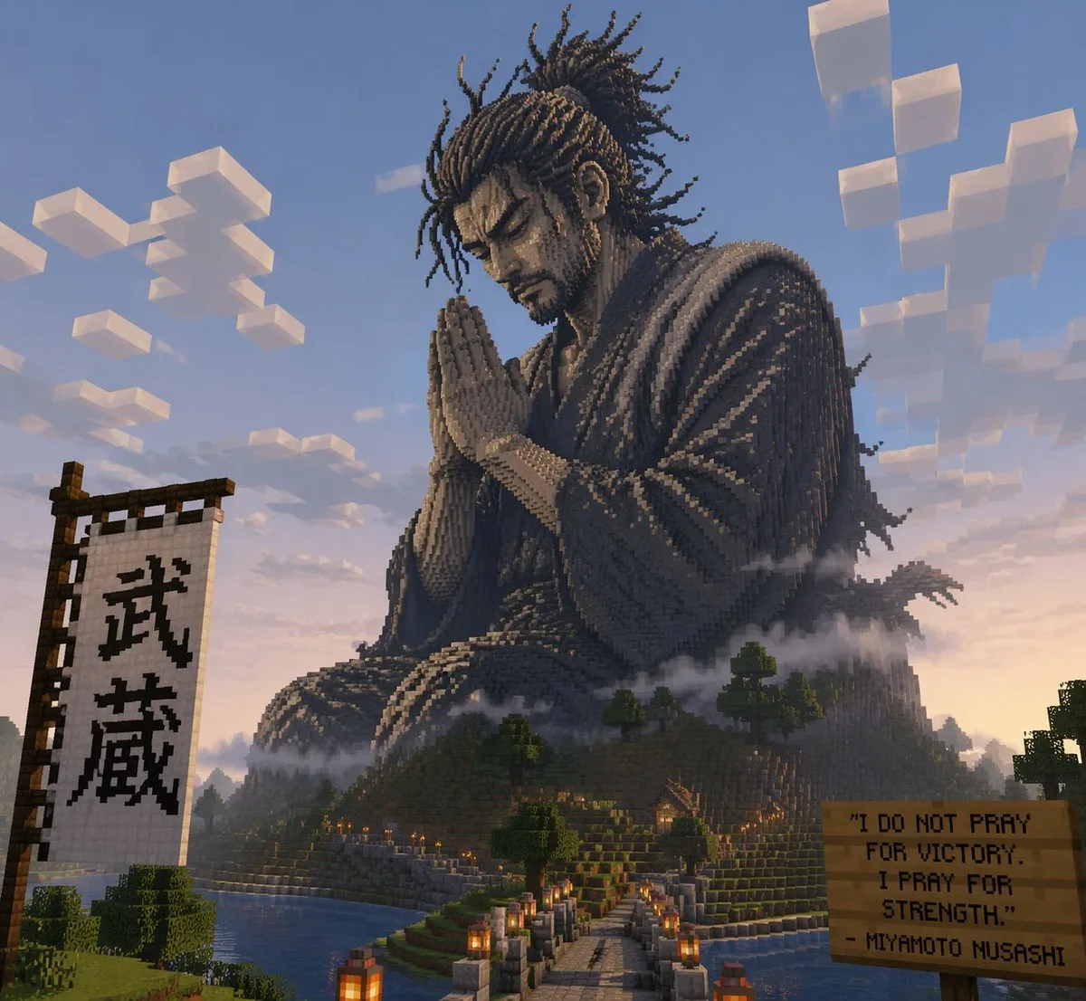 Minecraft Statue of Musashi reference