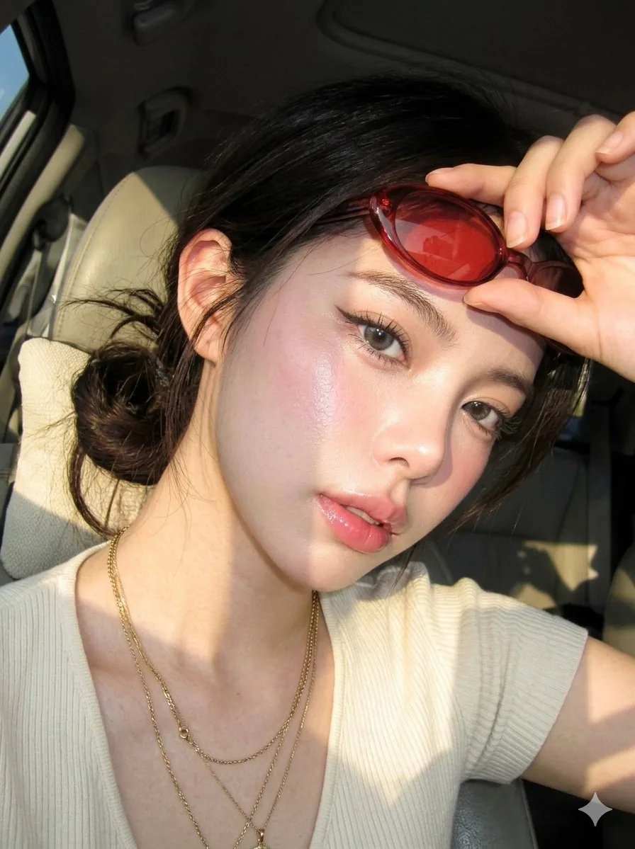 Digicam Style Glass-Skin Portrait - Nano Banana Pro AI Prompt for Profile / Avatar reference