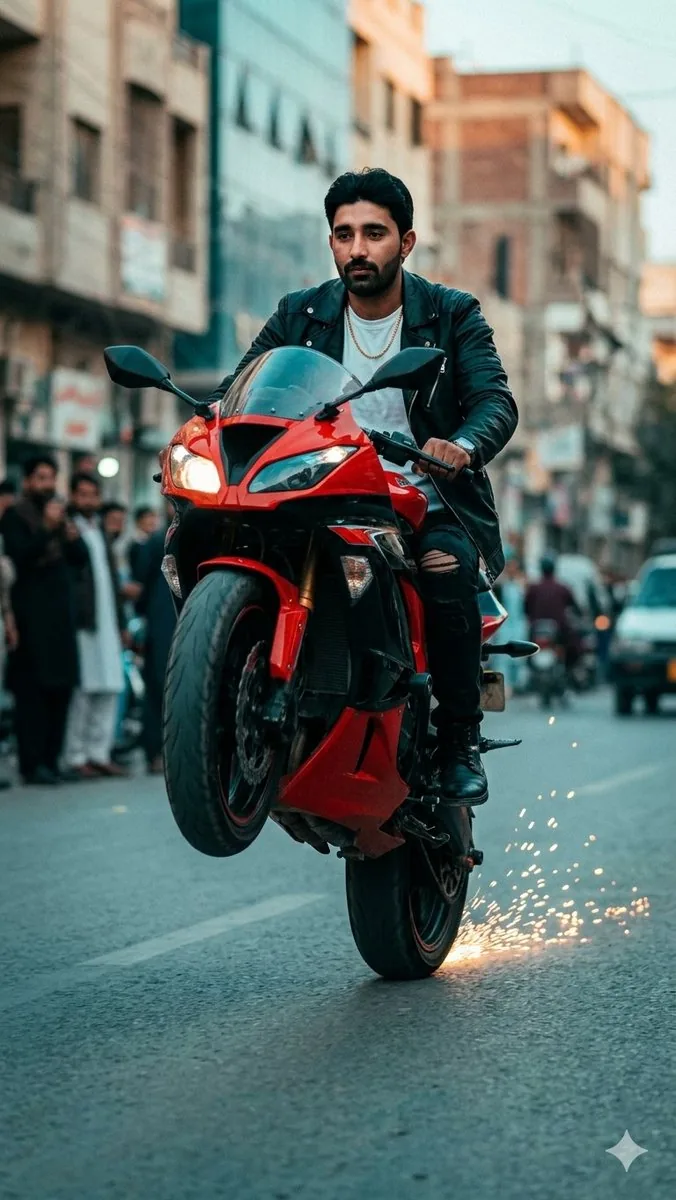Sport Motorcycle Wheelie Street Photo reference
