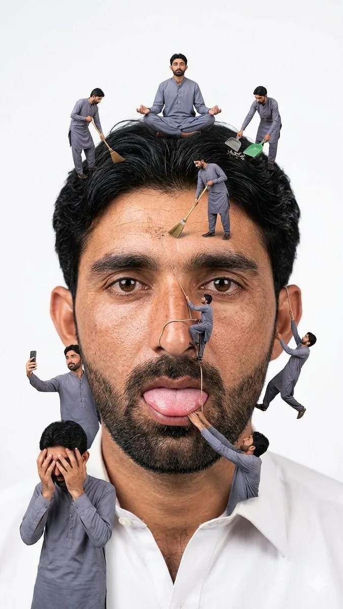 Surreal Miniature People Concept Portrait reference