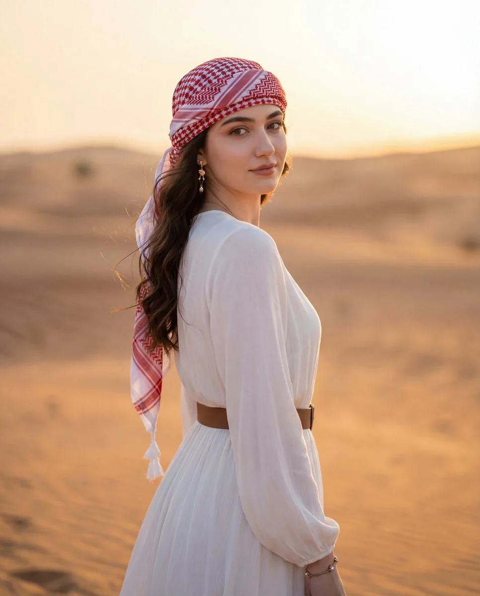 Golden Hour Desert Portrait with Identity Lock Prompt - Nano Banana Pro AI Prompt for Social Media Post reference