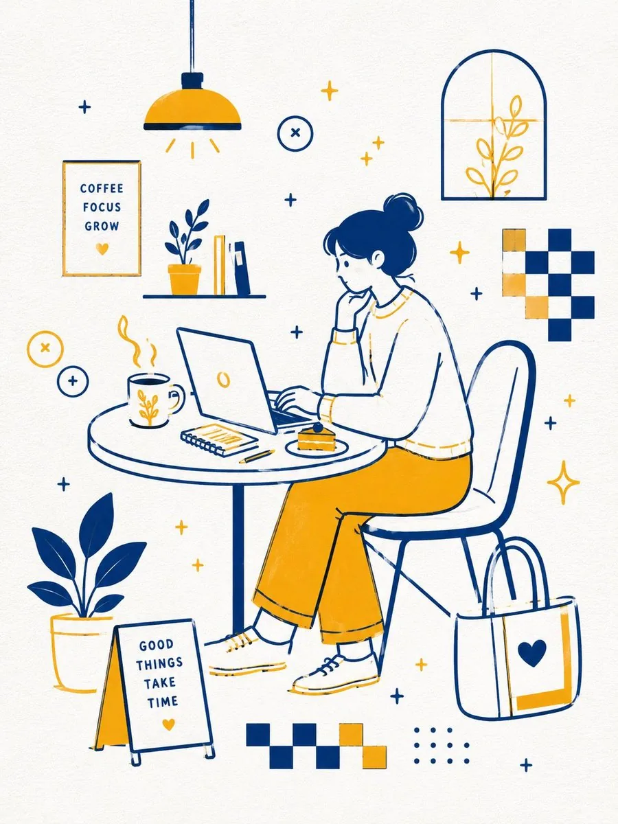 Scandinavian Minimalist Café Illustration reference