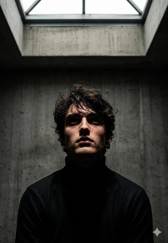 Industrial Brutalist Documentary Portrait reference