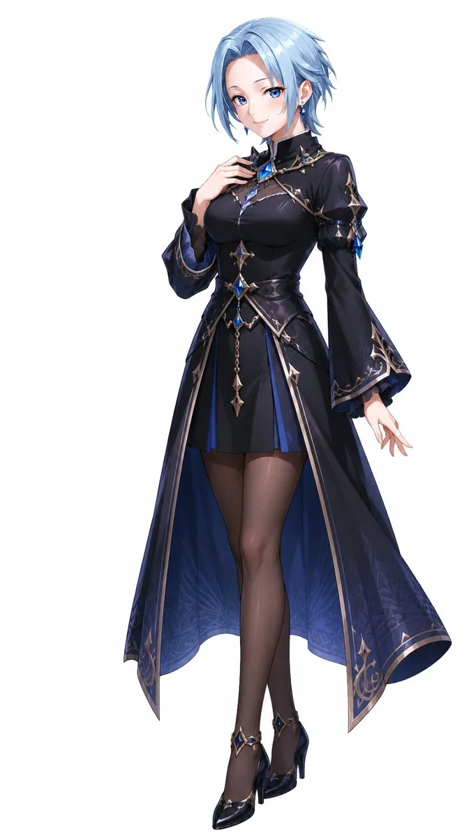 Elegant Blue-Haired Fantasy Woman reference