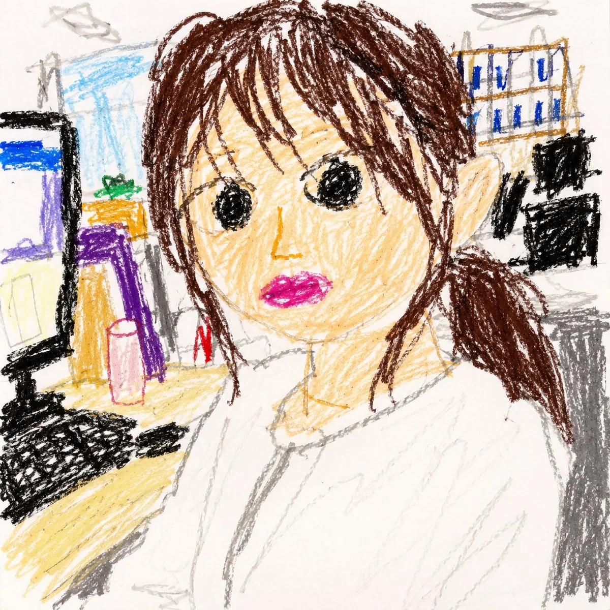 Toddler Crayon Office Selfie reference