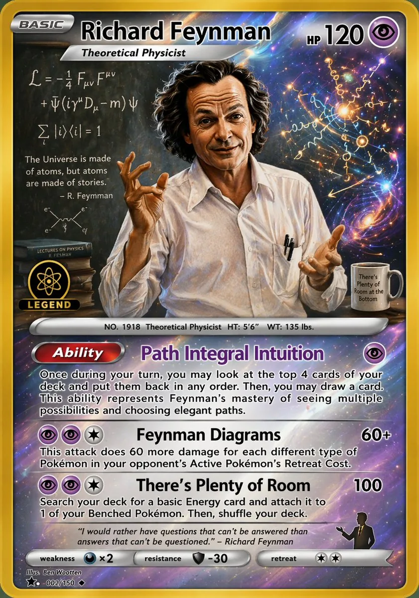 Richard Feynman Psychic Trading Card reference