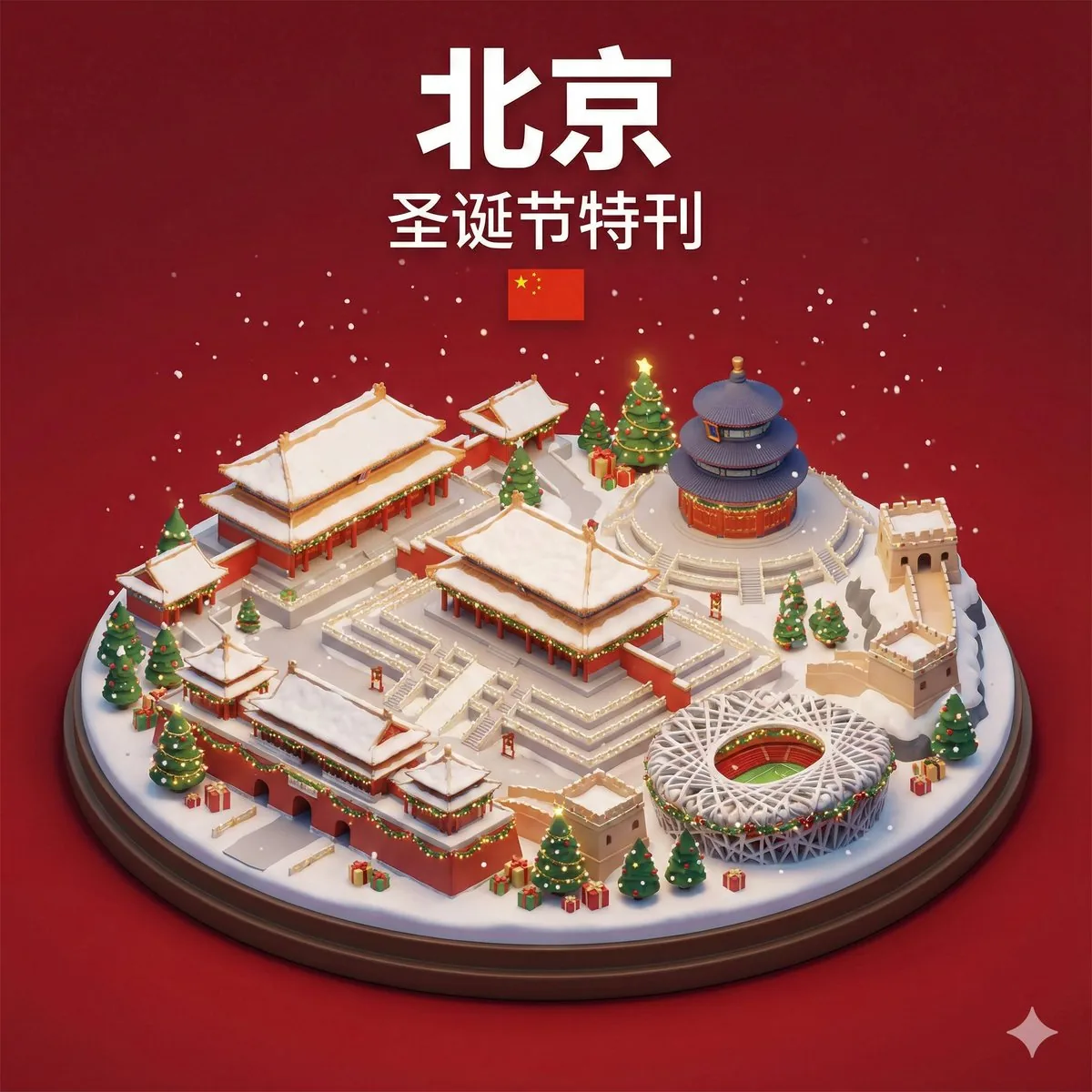 Isometric 3D Miniature City Diorama with Holiday Theme reference