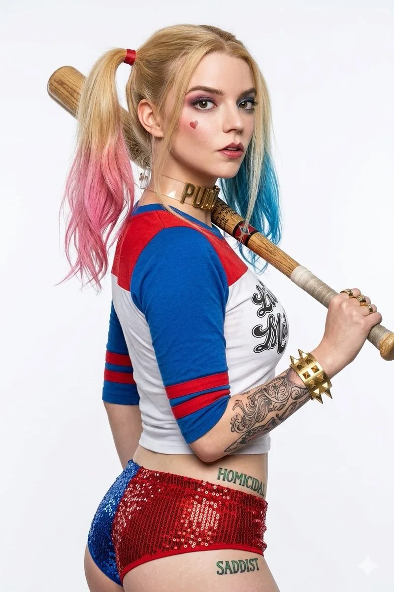 Harley Quinn Cosplay Enhancer - Nano Banana Pro AI Prompt for Social Media Post reference