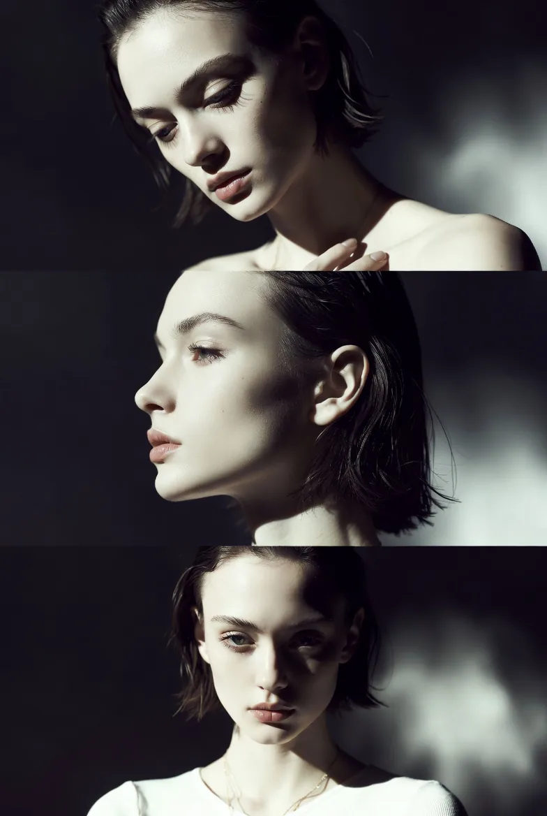 Monochrome Fashion Editorial Triptych (Female) reference