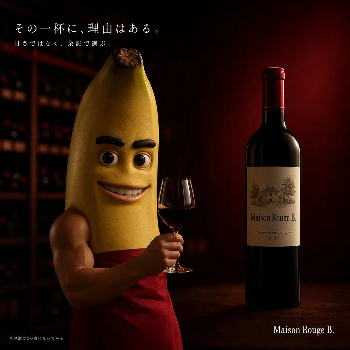 Cinematic Banana Wine Advertisement reference