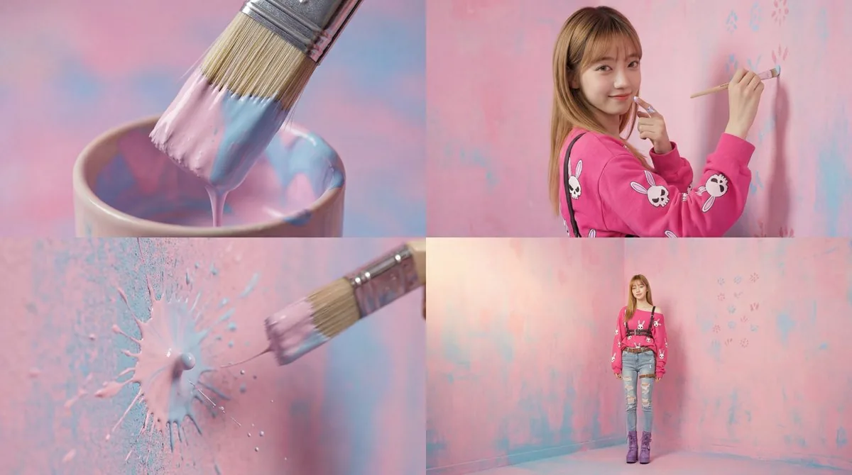 Cinematic 4-Cut Video Prompt of Woman Painting reference