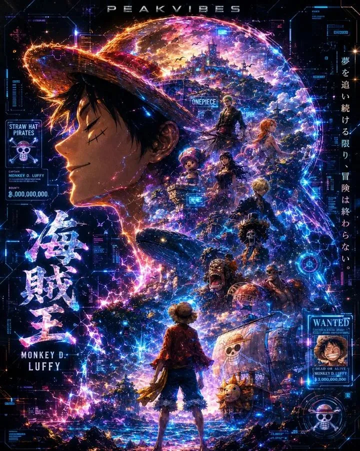 Cyberpunk Anime Double Exposure Poster reference