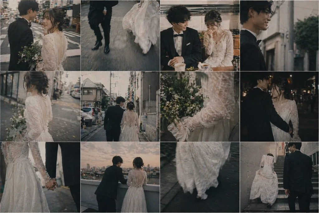 Emotional Japanese Wedding Photo Collage reference