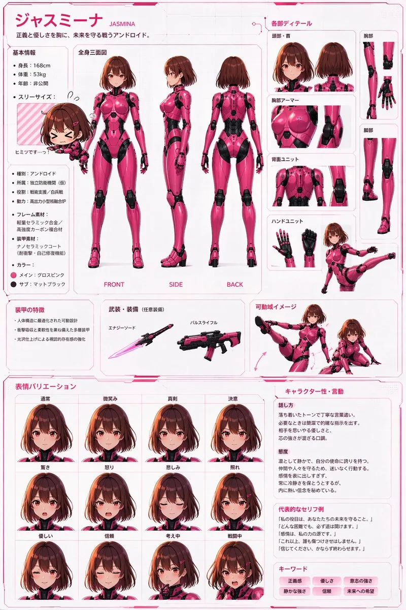 Robot Girl Reference Sheet reference