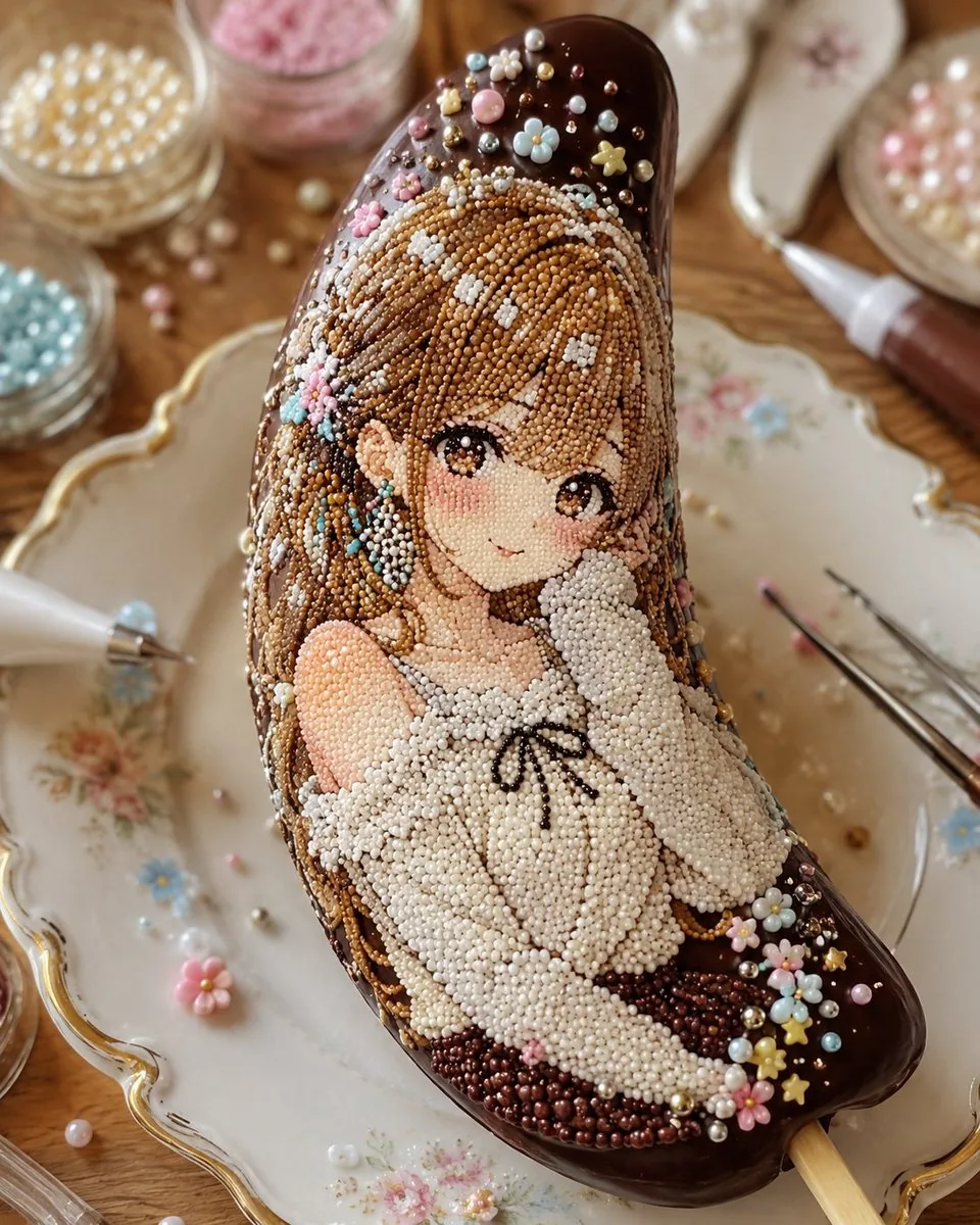 Kawaii Bead Art Chocolate Banana reference