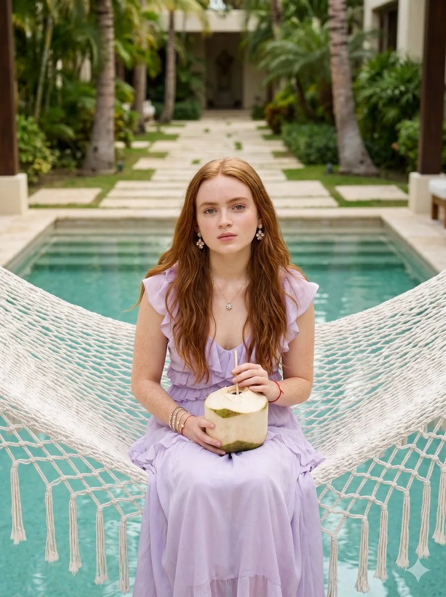 Woman in Hammock Luxury Resort Pool reference