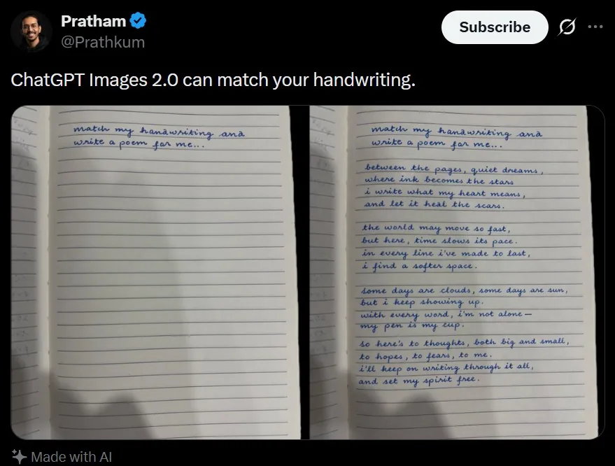Tweet Screenshot With Handwriting Match reference