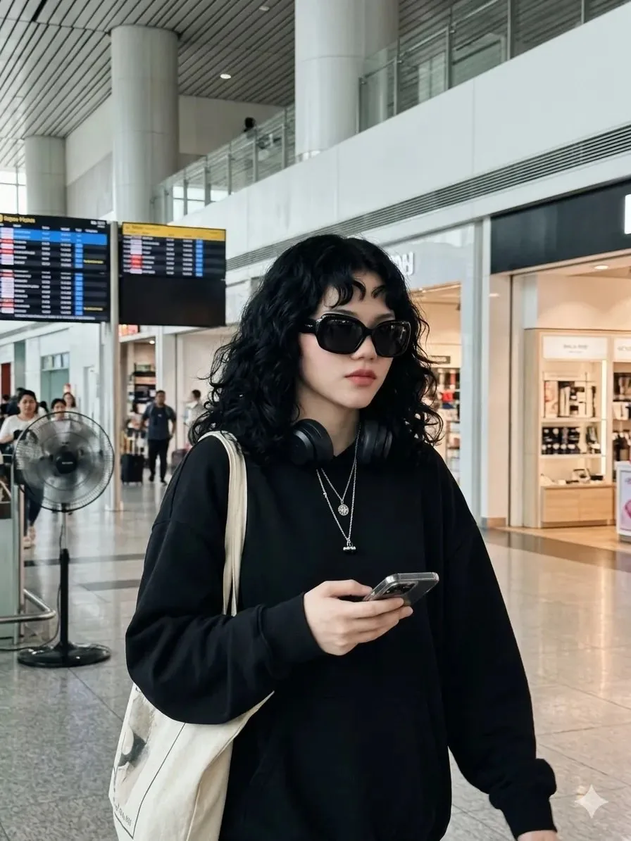 Candid Airport Street Style Portrait reference